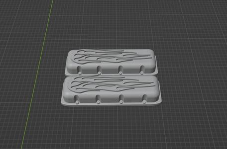 Valve Cover Flame BBC Style Rat Rod Drag Racing Street 1-25 Model Car Parts