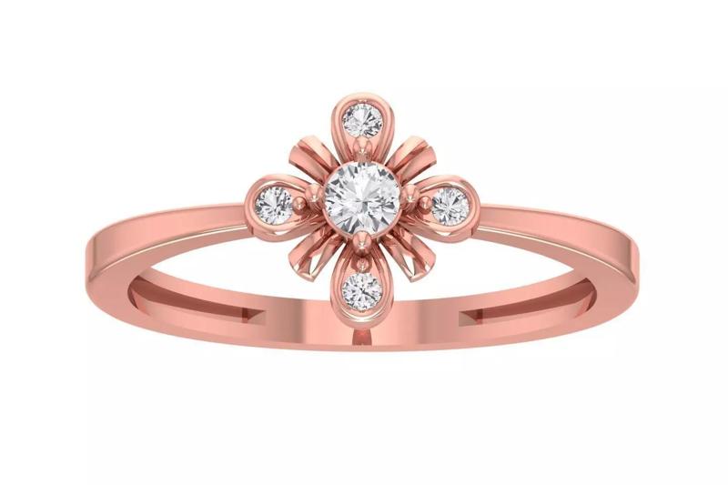 Unique Solitaire Flower Wedding Engagement Ring for Women