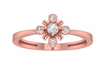 Unique Solitaire Flower Wedding Engagement Ring for Women