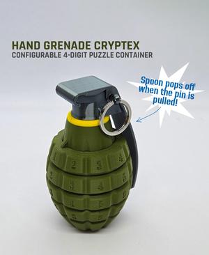 Hand Grenade Cryptex — Configurable 4-digit puzzle container