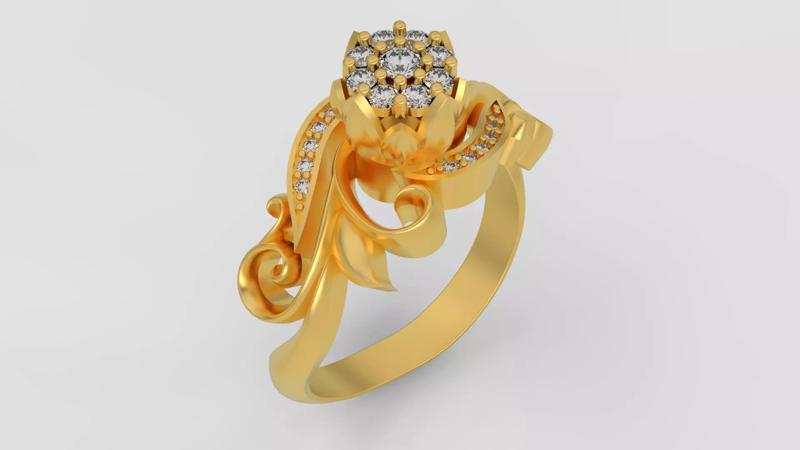 Camelia Flower Ring 3d print model C19