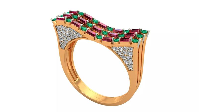 Cocktail Diamond Ring 3dm stl Renders Details