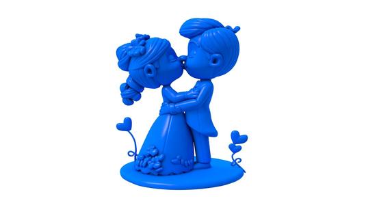 3d Kiss / Wedding Couple/ Cute Couple Holding Hear / Eternal Love / Wedding Foxes  /lovers kissing / wedding