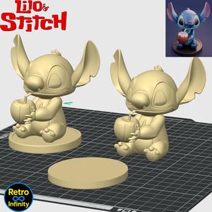 Stitch drinking a coconut - Retro Infinity 3D figure (100mm) | vinyl collectible FREE