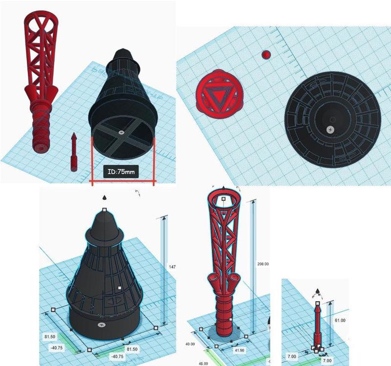Redstone-Mercury rocket nosecone for 75mm ID body-tube