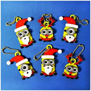 Minions Keychain / Magnets -Christmas cute version