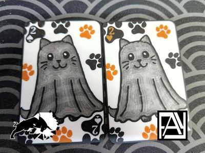 Ghost cat playing card