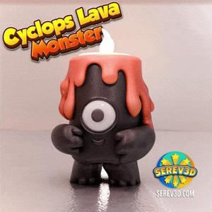 Cyclops Lava Monster - Candle Holder with Movable Eye, No Supports 3D Print STL/3MF