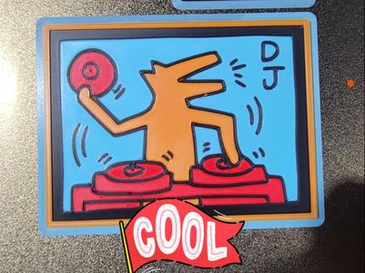 Keith Haring DJ Dog Wall art and Keychain versions