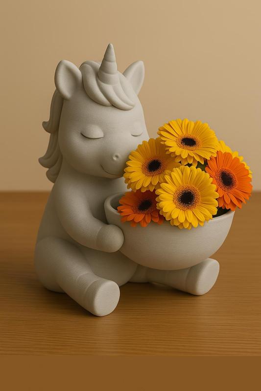 Cute Unicorn Flower Pot – Adorable Fantasy Planter for 3D Printing
