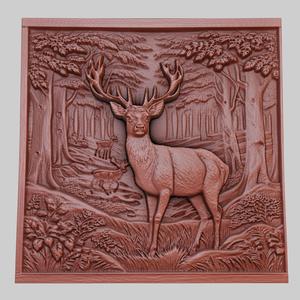 The deer roams in the forest 3d printer model animal model obj stl