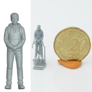 Miniature Boy with Hoodie and Backpack Figure (Pedestrian Figure 3/6) – h0 scaled Miniature (1/87)
