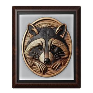 Raccoon animal wall art relief wall decor