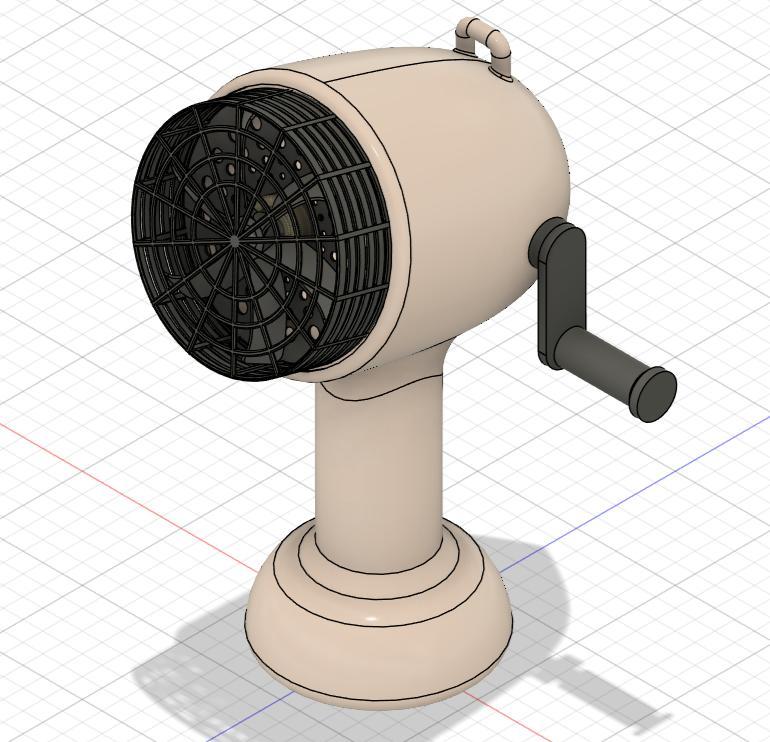 Ventilatore Portatile a Manovella – Stampabile in 3D, Senza Elettricità