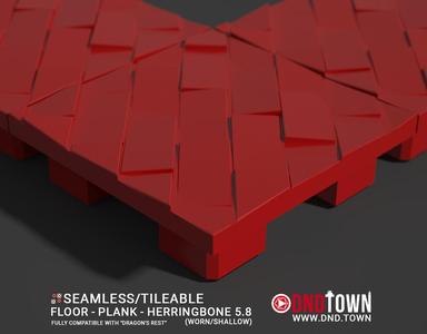 3D Modular Dungeon Tile: Floor - Plank - Herringbone 5.8 (WORN/SHALLOW) - DnD Town Minis (www.dnd.town)