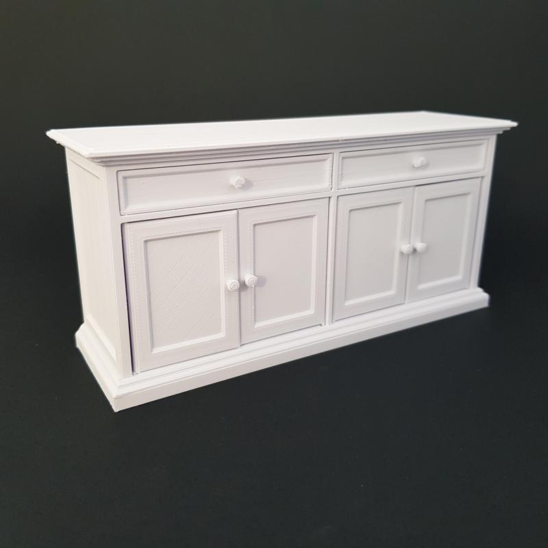 Miniature Double Sideboard with working drawers and doors - Miniature Furniture 1/12 scale