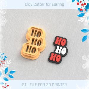 HO HO HO Text Stamp Christmas Polymer Clay Cutter