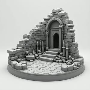 Ruined Entrance 80mm Scenic Base for Wargaming Miniatures