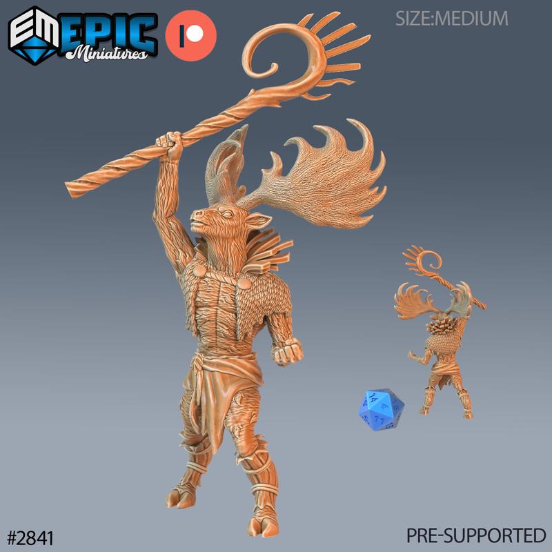Deer Shaman Victory ‧ DnD Miniature ‧ Tabletop Miniatures ‧ Gaming Monster ‧ 3D Model ‧ RPG ‧ DnDminis ‧ STL FILE