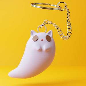 Cute Ghost Cat Keychain