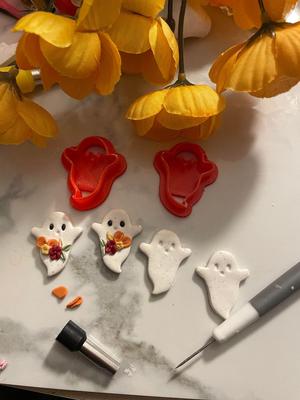 14 Total Halloween Ghost and Bat Polymer Clay Cutters for Jewelry and Crafts, Imprint