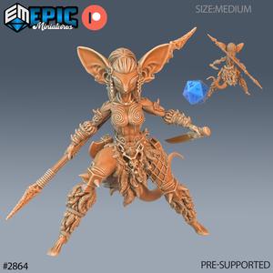 Mice Folk Viking Female Spear ‧ DnD Miniature ‧ Tabletop Miniatures ‧ Gaming Monster ‧ 3D Model ‧ RPG ‧ DnDminis ‧ STL FILE