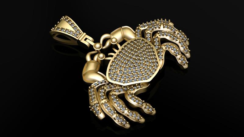 Hip Hop Crab Pendant 3d Printable Model
