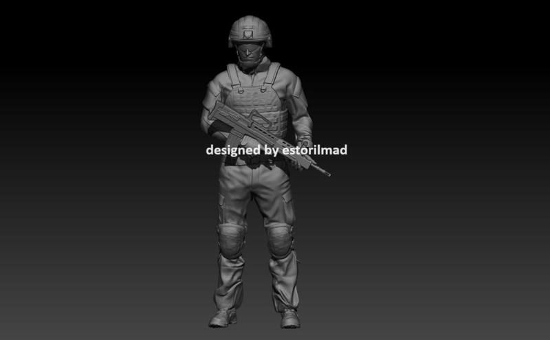 UK BRITISH ARMY SOLDIER WITH RIFLE V3