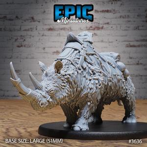 Woolly Rhino Mount ‧ DnD Miniature ‧ Tabletop Miniatures ‧ Gaming Monster ‧ 3D Model ‧ RPG ‧ DnDminis ‧ STL FILE
