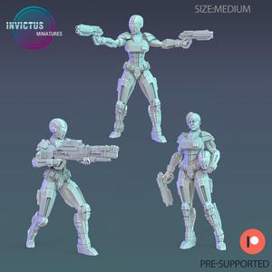 Galactic Police Female Set ‧ Sci-Fi Miniature ‧ Wargame Miniatures ‧ Tabletop 3D Model ‧ RPG Miniature ‧ Cyberpunk Construct ‧ Steampunk War Machine ‧ STL FILE