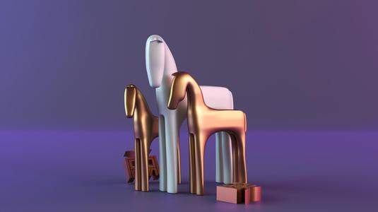 minimal horses sculpture