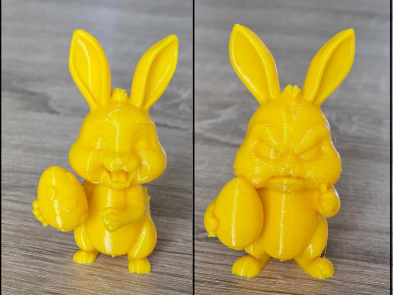 Cute and angry easter rabbits with egg