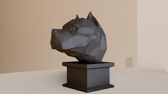 pitbull head bust low poly stl