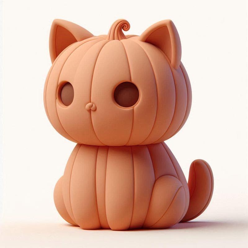 Magical Pumpkin Cat - Adorable Figure for Halloween