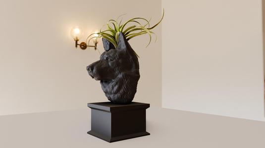 german shepherd bust planter pot flower vase stl