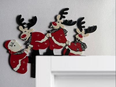 wall art Corner door Santa Claus and reindeer