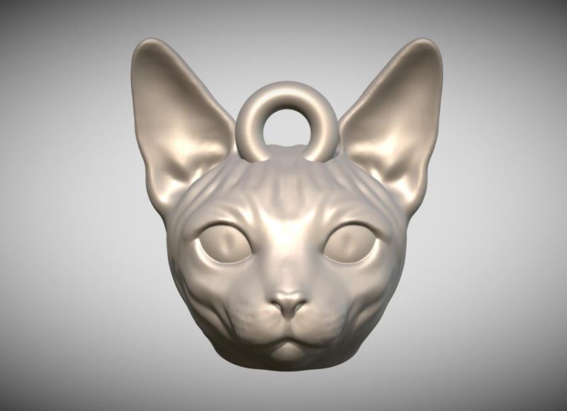 Sphynx dog head key ring for 3D printing