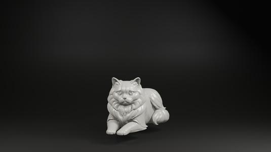 Fluffy Long-Haired Cat STL – Regal Sitting Kitty 3D Print