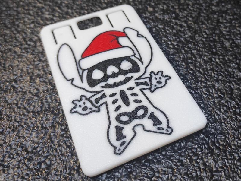 Stitch Skeleton With Christmas Hat Badge/ID Card