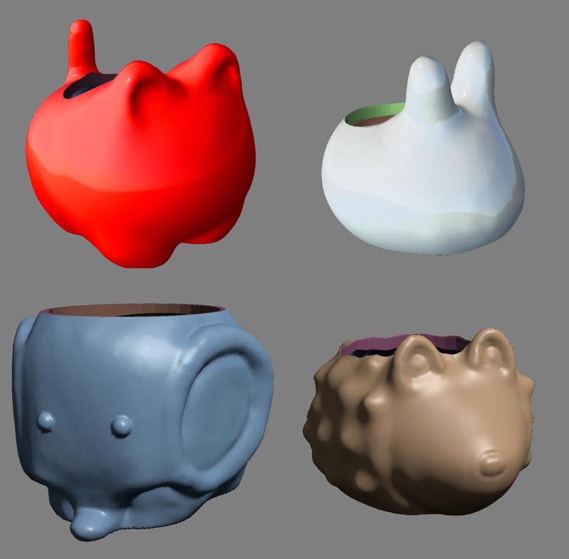 SET OF 4 MINIMALIST ANIMAL PLANTERS