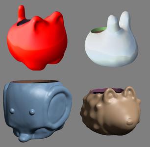 SET OF 4 MINIMALIST ANIMAL PLANTERS