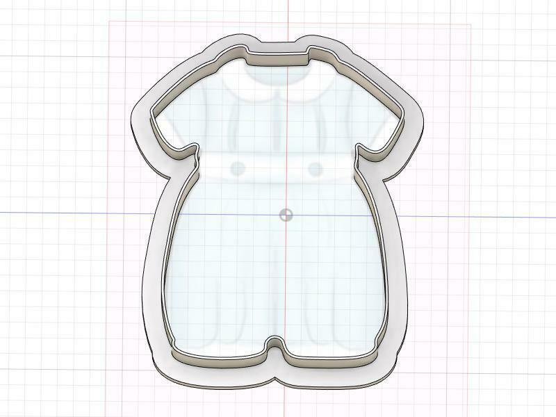 3D Model of Baby Romper Outline Cookie Cutter