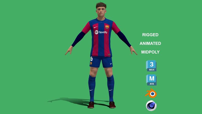 3D Rigged Gavi Barcelona 2024