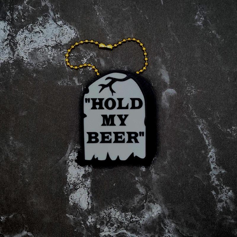 Hold My Beer Gravestone Keychain - JCreateNZ