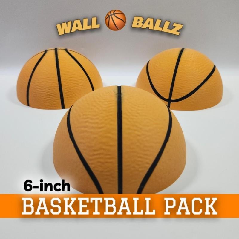 Trio of Decorative Basketballs :: 'Wall Ballz' Hanging Pop-Out 3D Art Collection