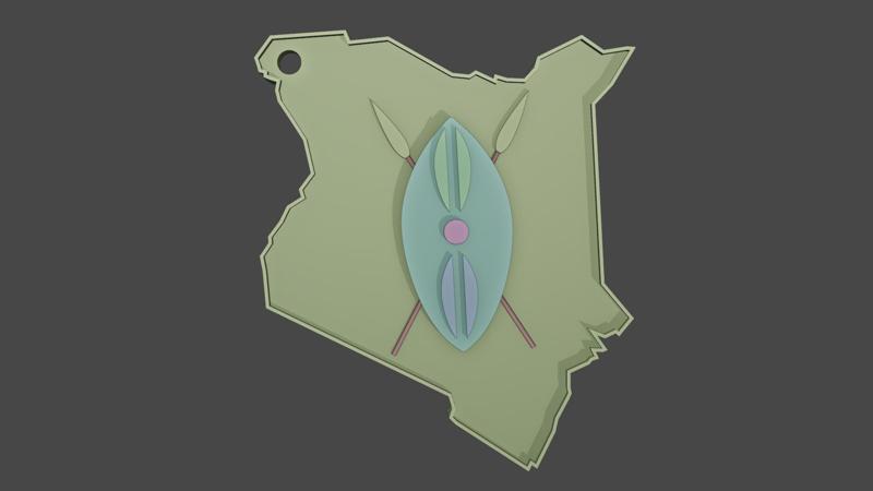 Kenyan Map Key Holder with Court of arms