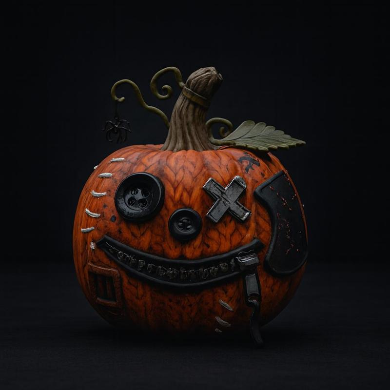Creepy Button-Eyed Pumpkin Halloween Decoration – Spooky