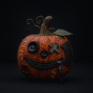 Creepy Button-Eyed Pumpkin Halloween Decoration – Spooky