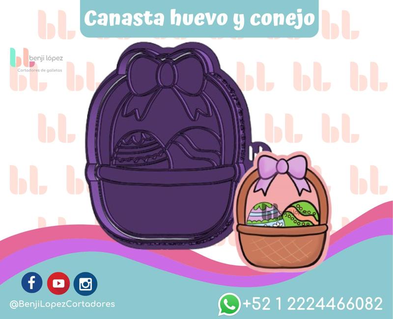 CANASTA HUEVO Y CONEJO/EGG AND RABBIT BASKET COOKIE CUTTER