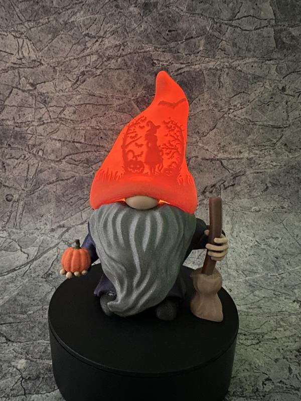 Halloween Gnome with Lighted Hat